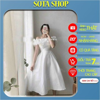 Váy hở vai dự tiệc siêu xinh kiểu - Đầm trắng chụp kỷ yếu, dự tiệc mẫu mới 2021