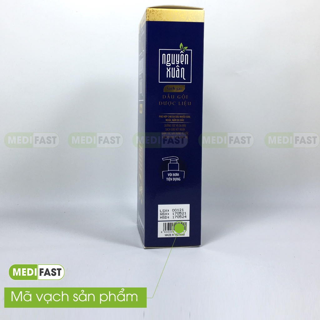 Dầu gội dược liệu Nguyên Xuân - Chăm sóc tóc, phục hồi tóc hư tổn - Chai 250ml có vòi, chiết xuất từ thảo dược