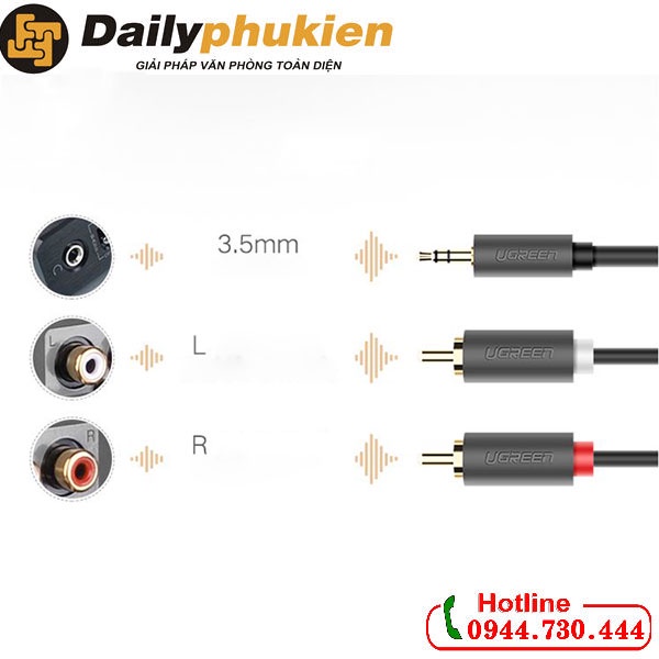 Dây âm thanh 3.5mm to RCA 3m UGREEN 10512 dailyphukien