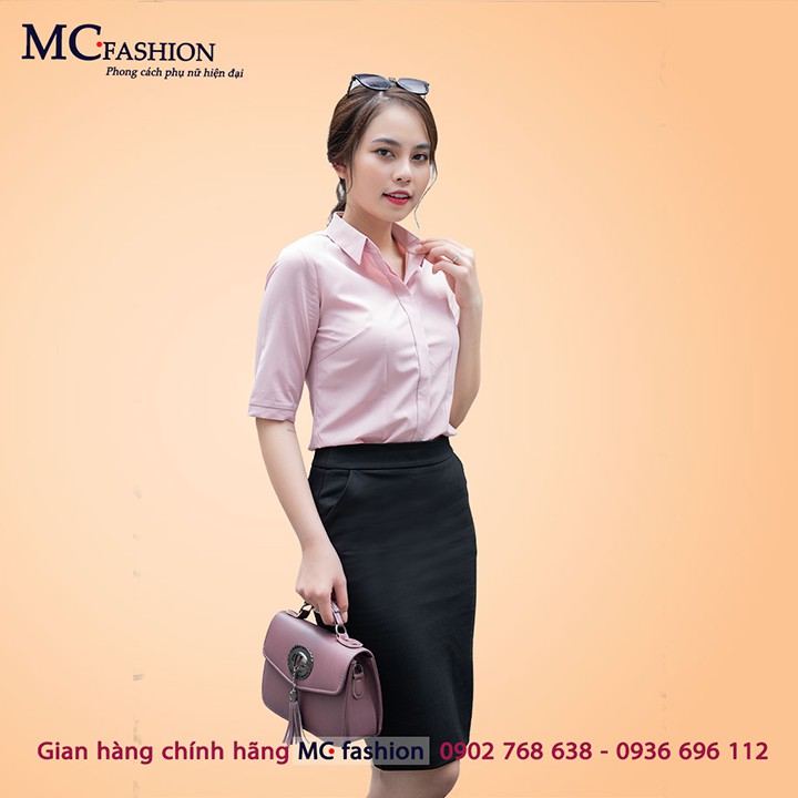 Áo sơ mi công sở ôm dáng - MC Fashion A473  màu hồng đỗ