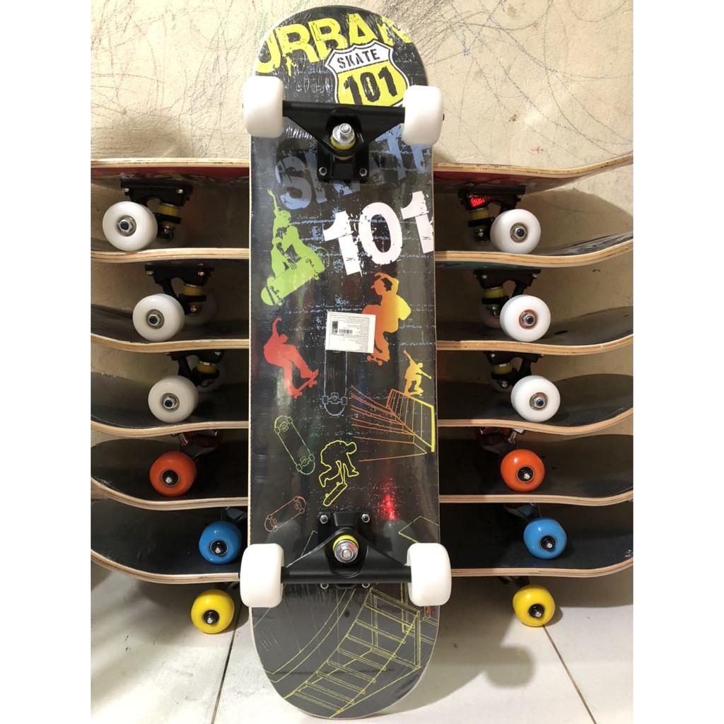 Ván trượt Skateboard SIÊU HẠNG Cao Cấp Mặt Nhám ĐEN Bánh Cao Su CONG 2 ĐẦU TRICK