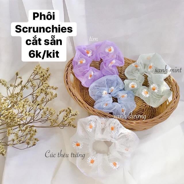 V299🌈 VẢI MAY SCRUNCHIES CẮT SẴN +CHUN, KIM, CHỈ
