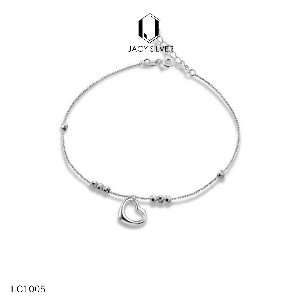 Lắc Chân Bạc 925 Hình Trái Tim, Vòng Chân Bạc Ý Cho Nữ Jacy Silver LC1005