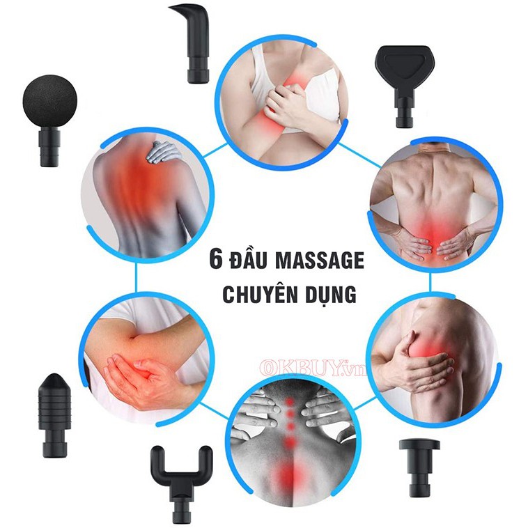 Súng massage cầm tay Magic Gun Diwenhouse 20 tốc độ, 6 đầu - Chính hãng