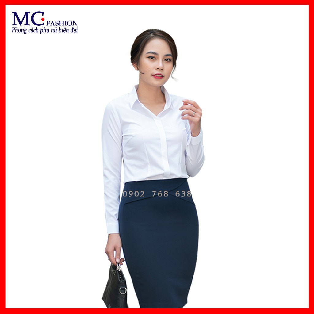 [ Hàng chính hãng ] Áo sơ mi nữ trắng dài tay mc fashion a0074