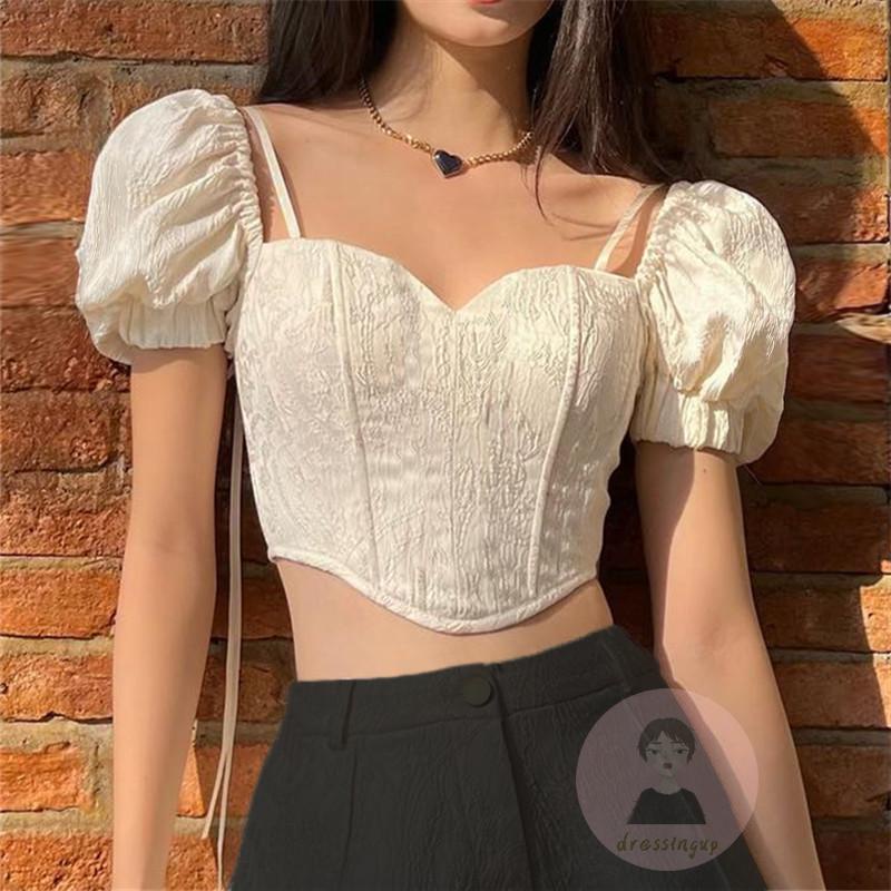 Áo Tank Top Ngắn Tay Thắt Dây Thời Trang Nữ Tính