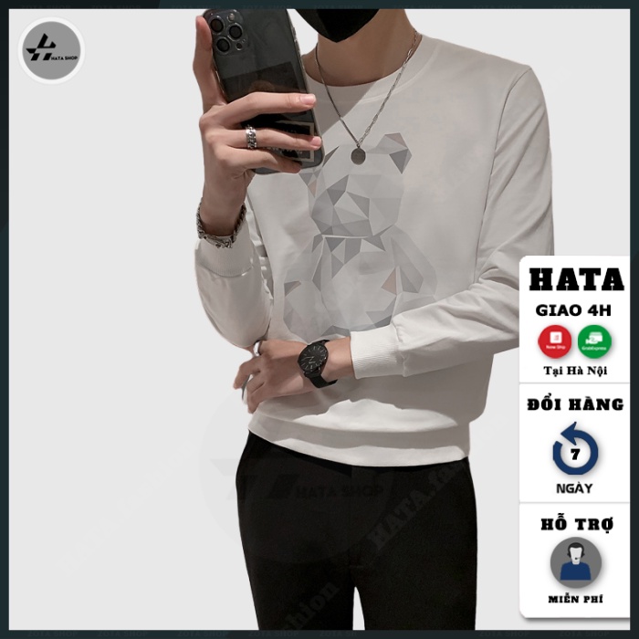 Áo nỉ sweater nam, Áo thu đông nam chất đẹp phong cách cá tính in Gấu Xếp mã NZ812