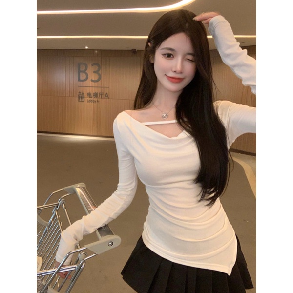 Áo Thun Nữ Dài Tay Cổ Chữ V Thời Trang Hàn Quốc