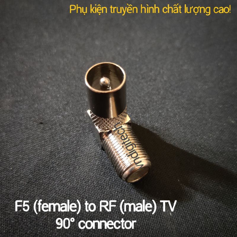 Đầu chuyển F5 ra RF loại góc vuông dùng cho TV và lắp đặt truyền hình. Connector Jack F5 cho cáp RG6 loại ren vặn