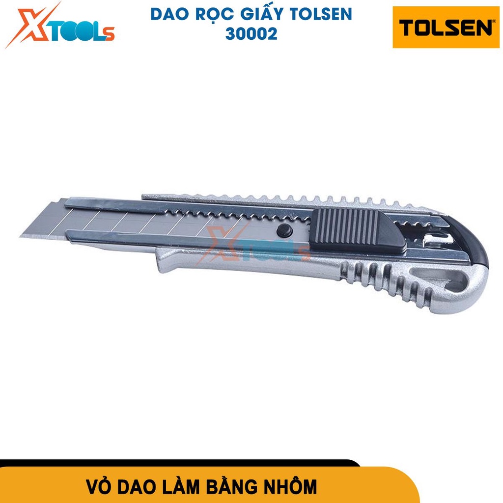 Dao rọc giấy Tolsen 30002 lưỡi thép cao cấp tay cầm nhựa ABS và TPR thiết kế vừa vặn cầm nắm dễ dàng[CHÍNH HÃNG][XTOOLS]