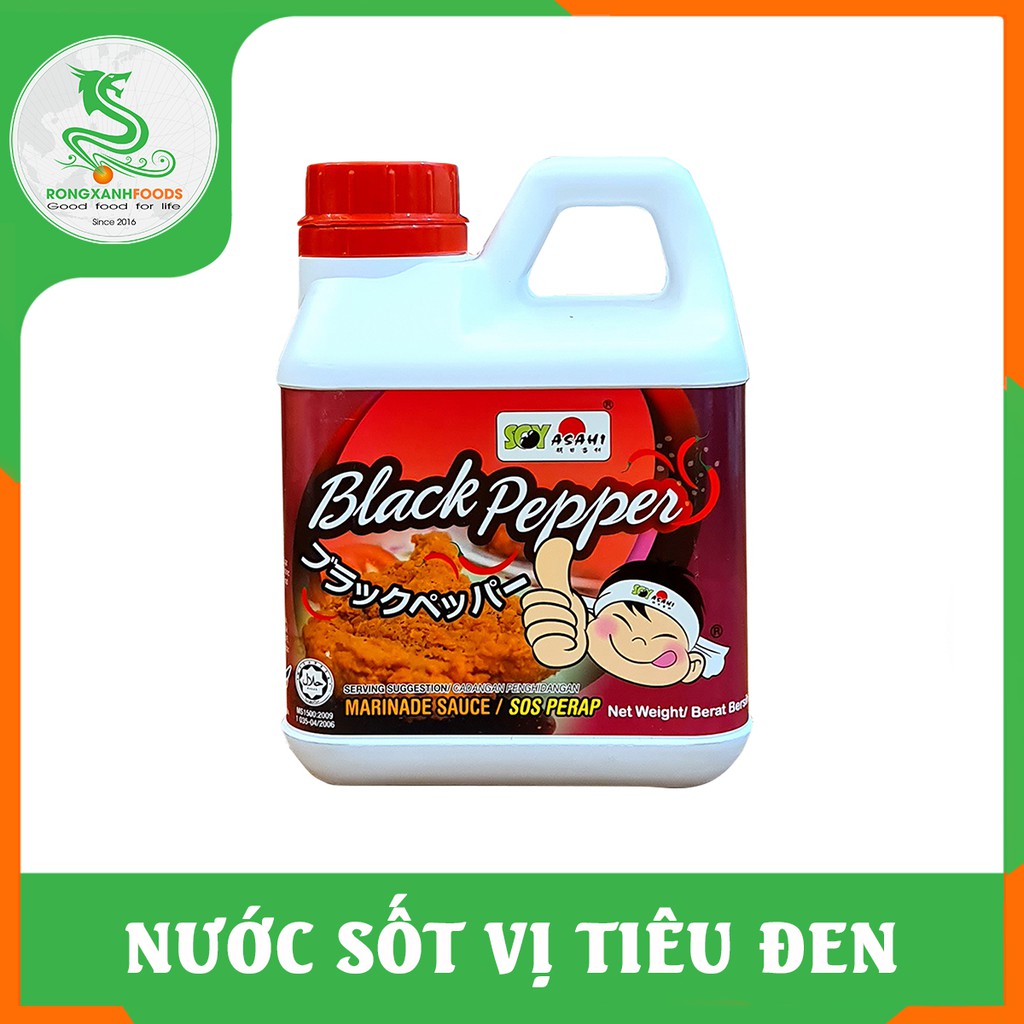 NƯỚC SỐT SOY ASAHI VỊ TIÊU ĐEN CAN 1L - RỒNG XANH FOODS