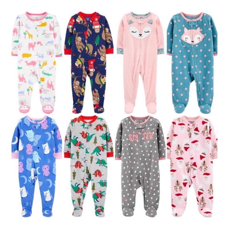 Sleepsuit Nỉ, Body Nỉ Băng Lông Liền Tất Vớ Hãng Carterr Xuất Dư Siêu Đẹp Cho Bé 0-5 tuổi