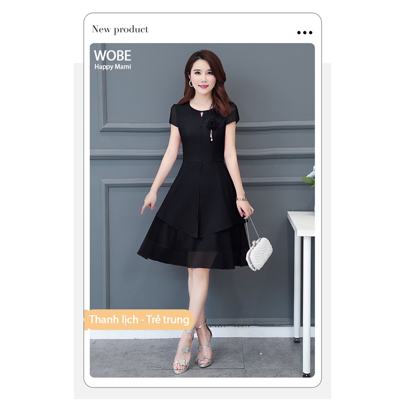 Đầm dự tiệc cho mẹ bigsize cao cấp sang trọng thiết kế dáng suông đẹp L04 - WB WOMAN & BEAUTY