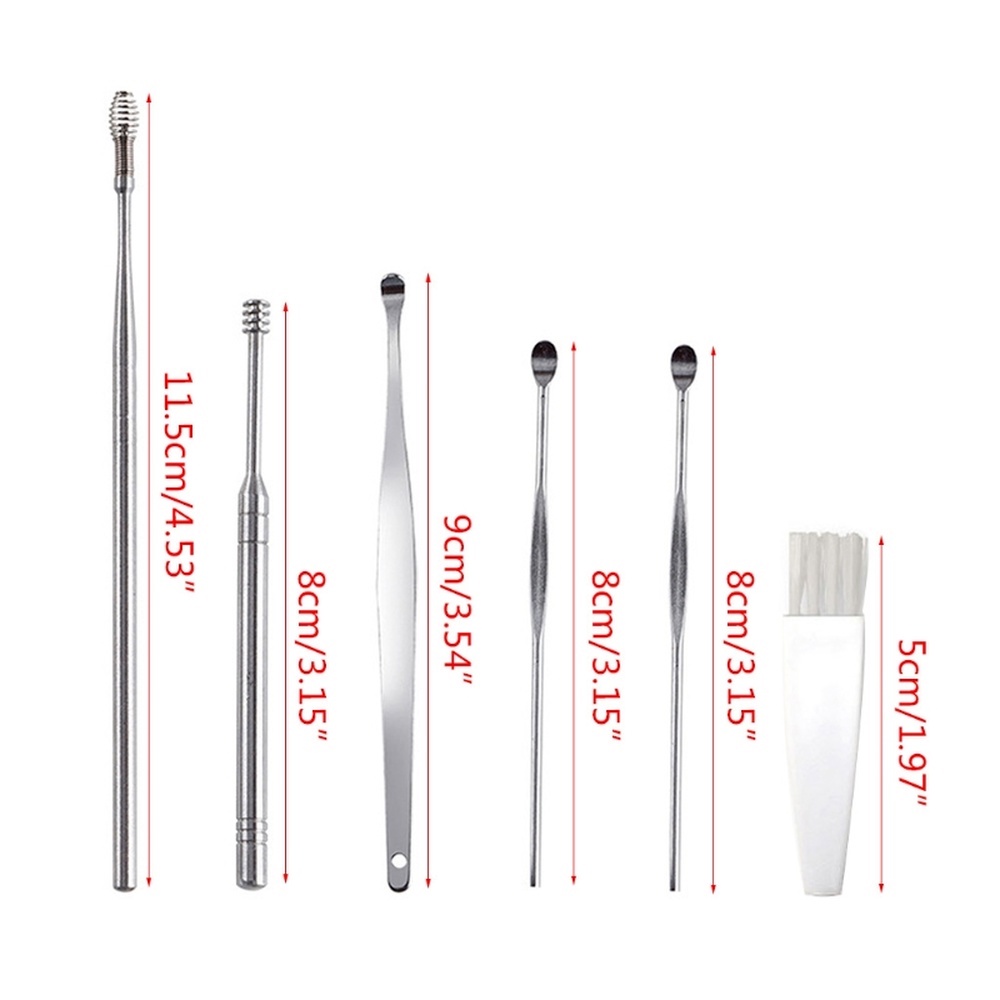 Bộ dụng cụ lấy ráy tai 6 trong 1 bằng thép không gỉ