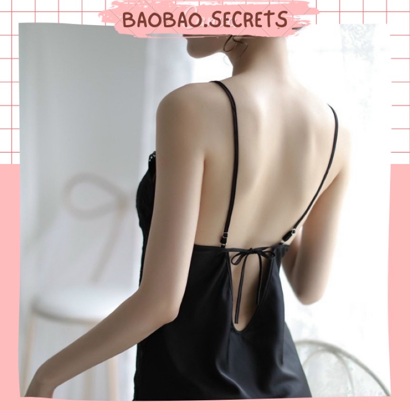 Váy ngủ sexy ren đan ngực quyến rũ đan ren cao cấp Hanna.secrets