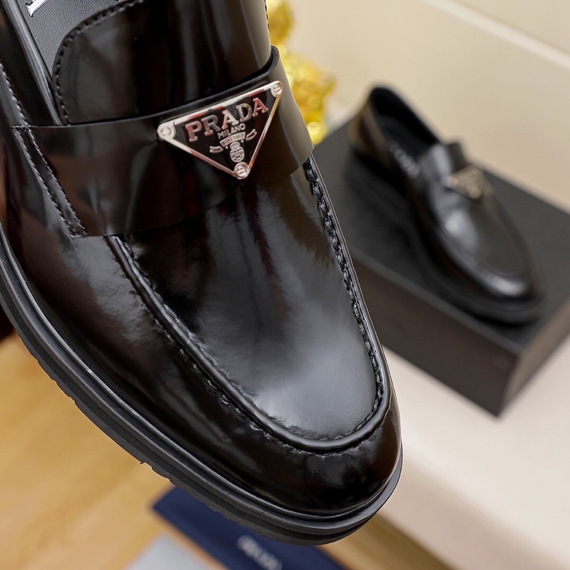 Giày tây lười mũi tròn cho nam thương hiệu Prada cao cấp
