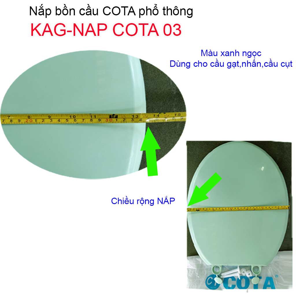 Nắp đậy bàn cầu Cota, Nắp bồn cầu phổ thông màu xanh ngọc giá sỉ KAG-NAP Cota03