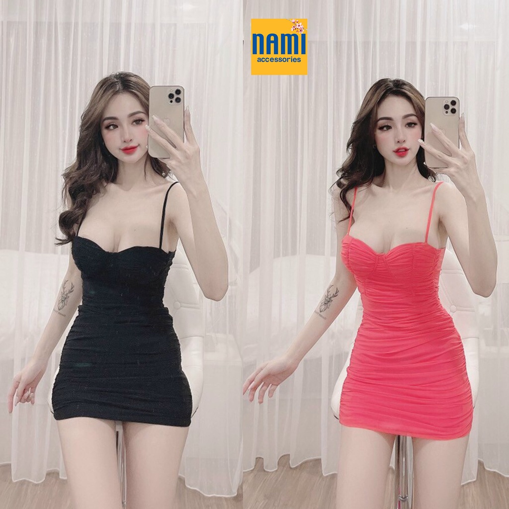 ĐẦM ÔM BODY HAI DÂY CÚP NGỰC TRƠN MÀU SIÊU SEXY SIÊU QUYẾN RŨ - QANU418