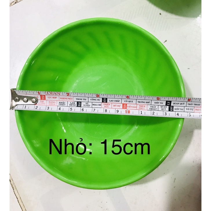 Set 10 Tô Nhựa Xanh Sâu Nhiều size (Rộng 15,17, 20cm, hình thật)