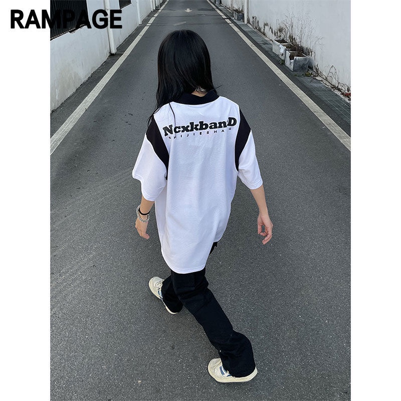 Áo Thun Polo Ngắn Tay Dáng Rộng Thời Trang Mùa Hè Mỹ Rampage2022 Dành Cho Nam Và Nữ