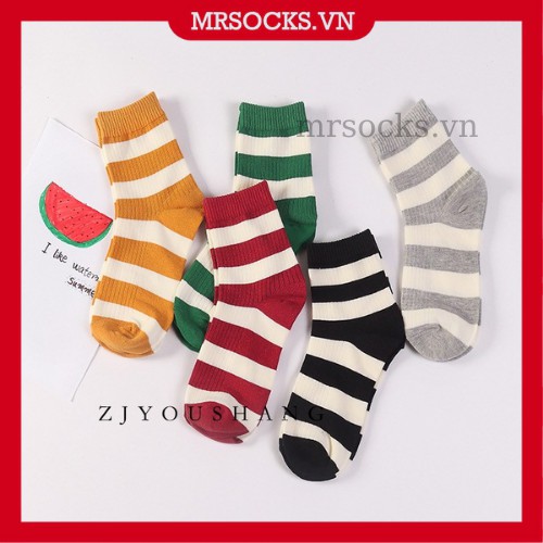 Vớ Tất Cao Nhiều Sọc Hàn Quốc Cotton Kháng Khuẩn freesize nam nữ cam kết bán hàng chất lượng