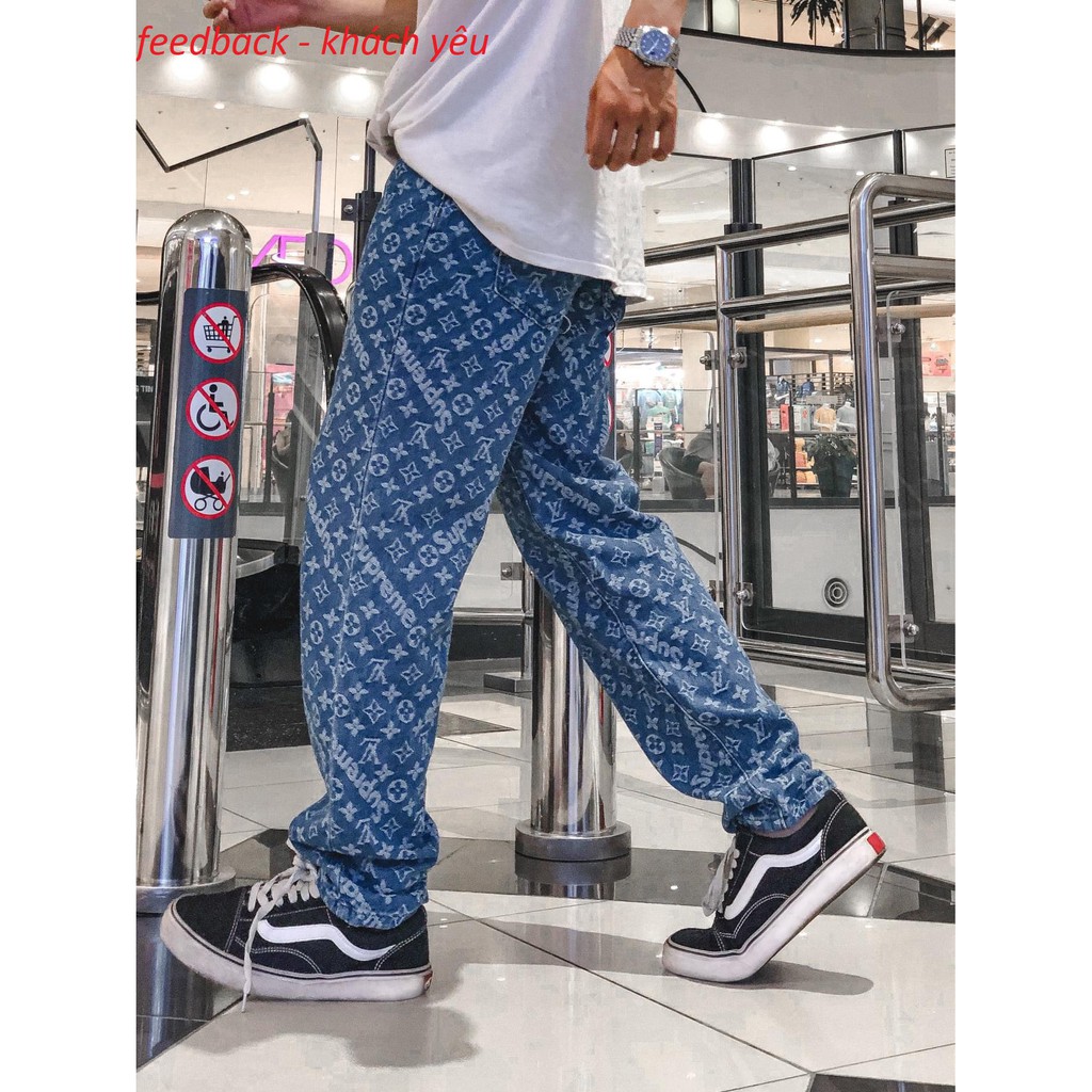 Quần Baggy jean LV-SPO, Ống Suông, Rộng Nam, nữ cá tính phối họa tiết, ❤️Ảnh thật❤️ Shop tự chụp, mẫu [Có sẵn] tại kho | BigBuy360 - bigbuy360.vn