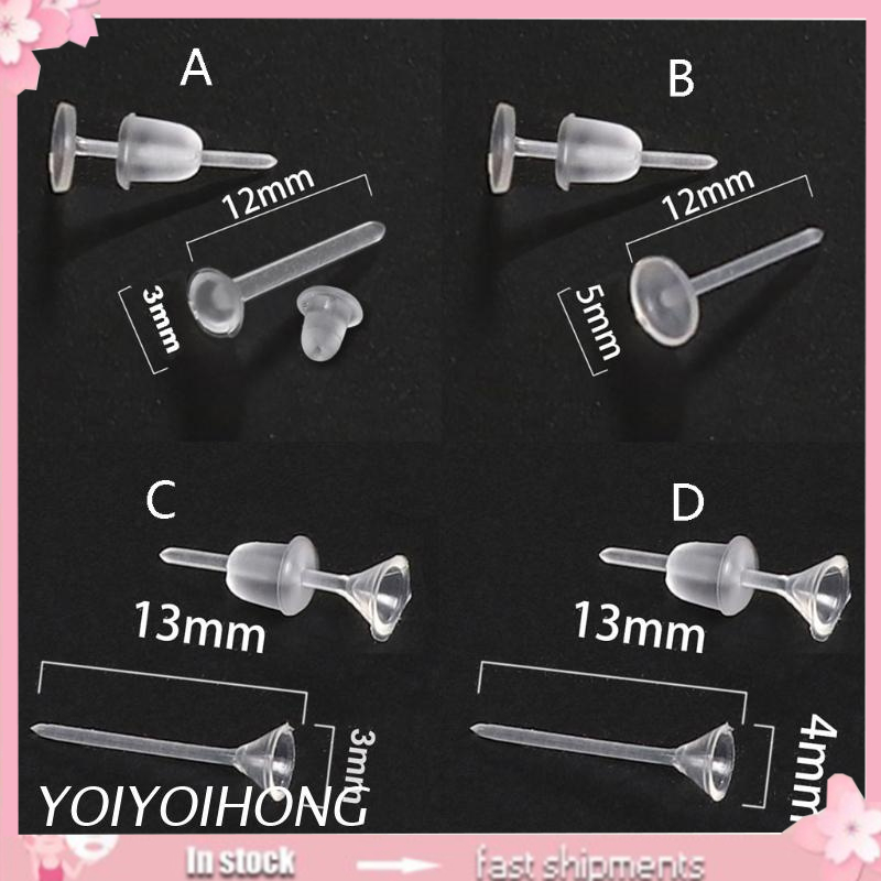 Set 100 Ghim Khuyên Tai Bằng Nhựa Đầu Nhỏ Và Lưng Diy