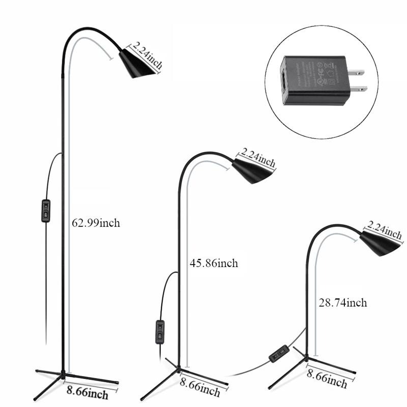 USB 3-In-1 Adjustable LED Floor Lamp Light Modern Standing Reading with Flexible