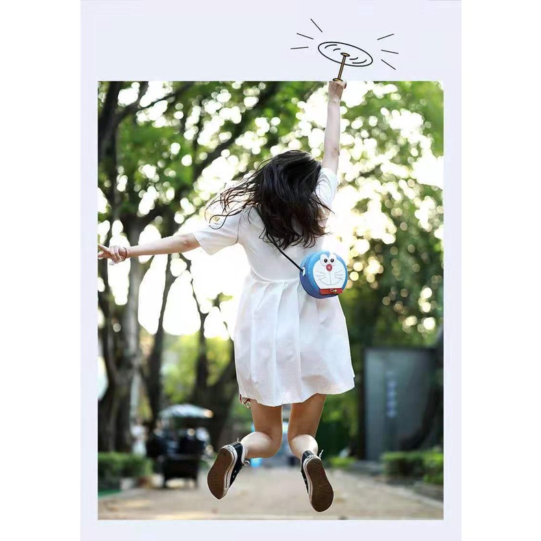 Nguyên liệu làm túi tròn đeo chéo/ một bên vai phong cách hoạt hình Doraemon thủ công DIY