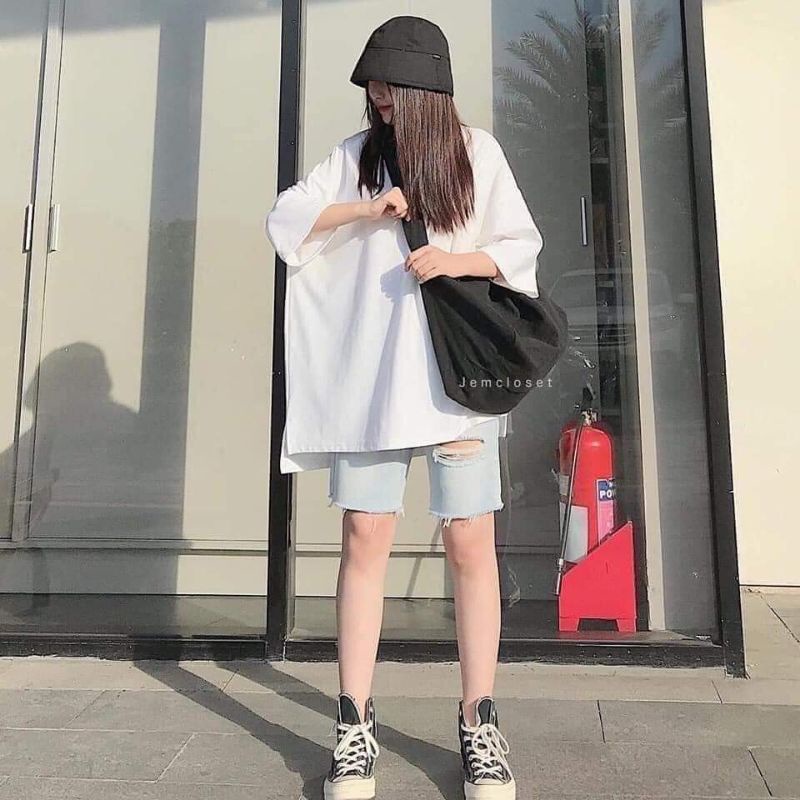 Áo phông trơn tay lỡ xẻ tà basic nhiều màu độc lạ, dễ mặc