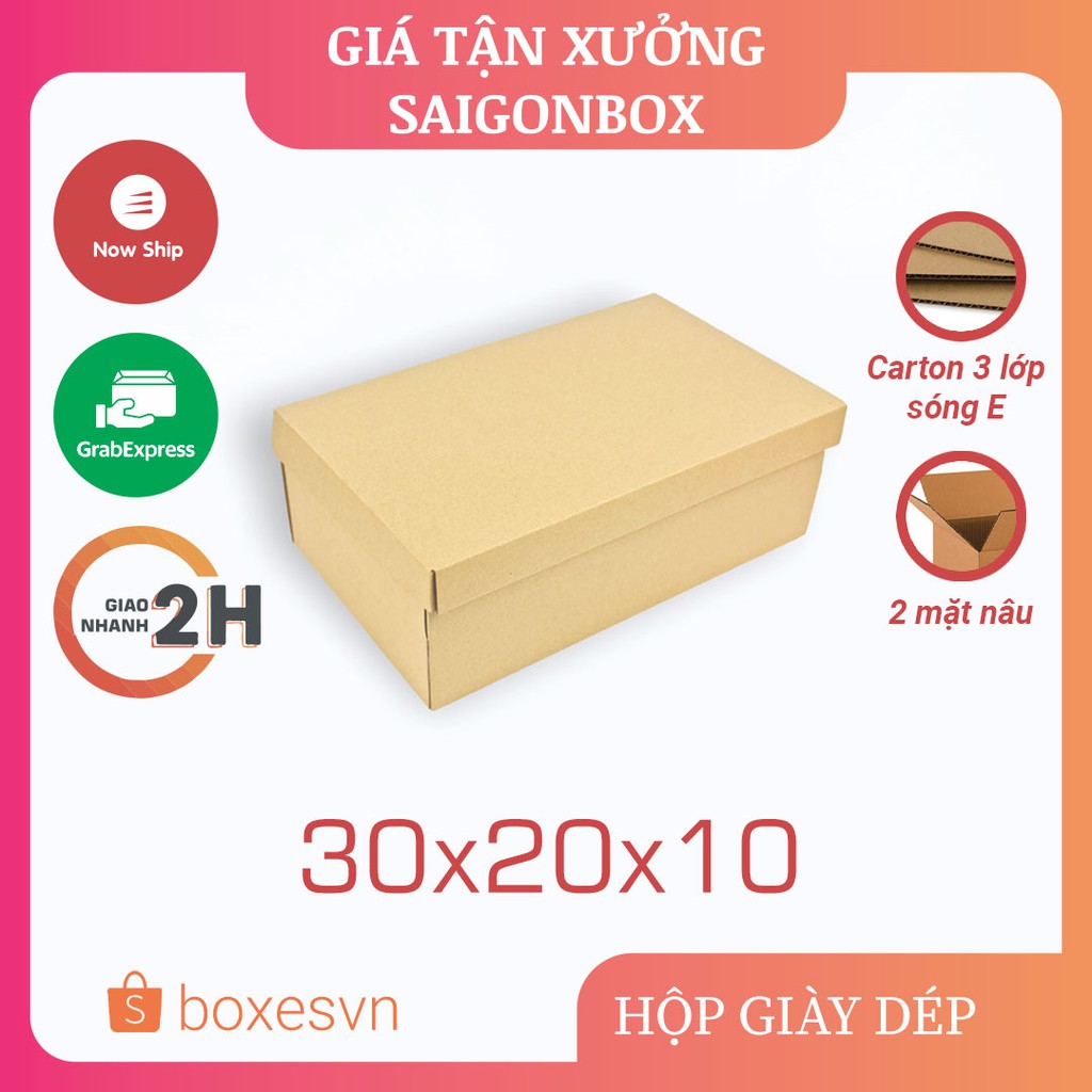 Combo 20 thùng hộp carton đựng giày dép size 30x20x10 cm