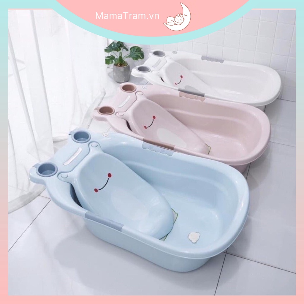 Thau Tắm Cho Bé Sơ Sinh - Chậu Tắm Ếch Kèm Bệ Đỡ Và Van Thoát Nước Kích Thước Lớn 51*87*24cm
