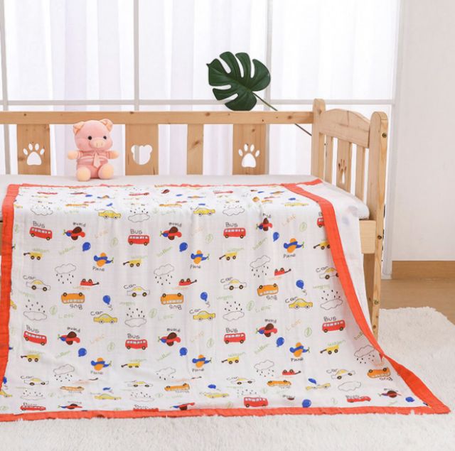 Chăn, khăn xô 6 lớp có viền sợi tre cho bé sơ sinh, Thị Nhím Store, Khăn xô tắm 6 lớp xuất nhật KT 1.2 x 1.2 M