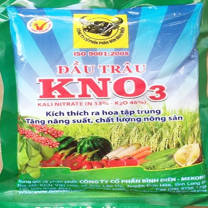 Phân bón Đầu Trâu KNO3 Kích thích cây ra hoa tập trung, giảm rụng trái non_gói 200g - HG1