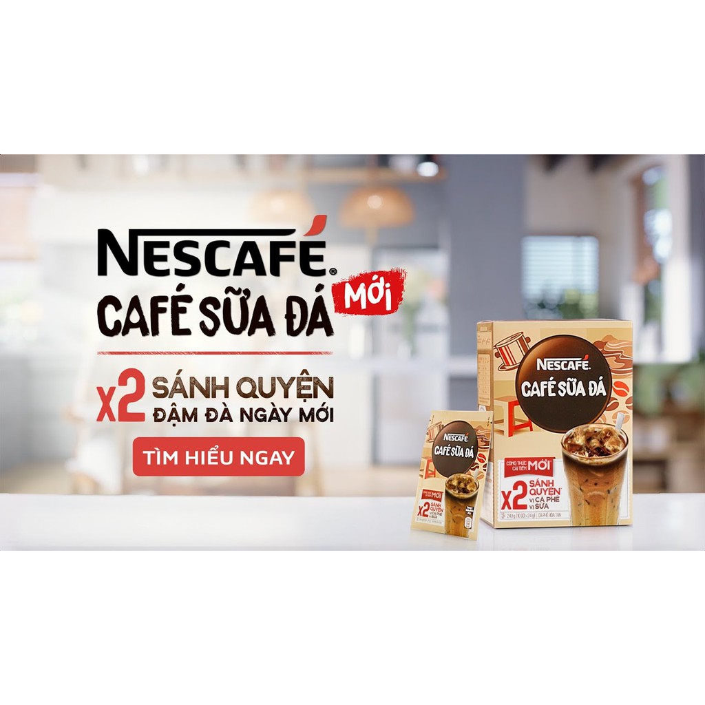 Combo 10gói  Cà Phê Hòa Tan Nescafé 3 in1 Cà Phê Sữa dá 24g