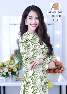 Vải may áo dài in lá trúc AP