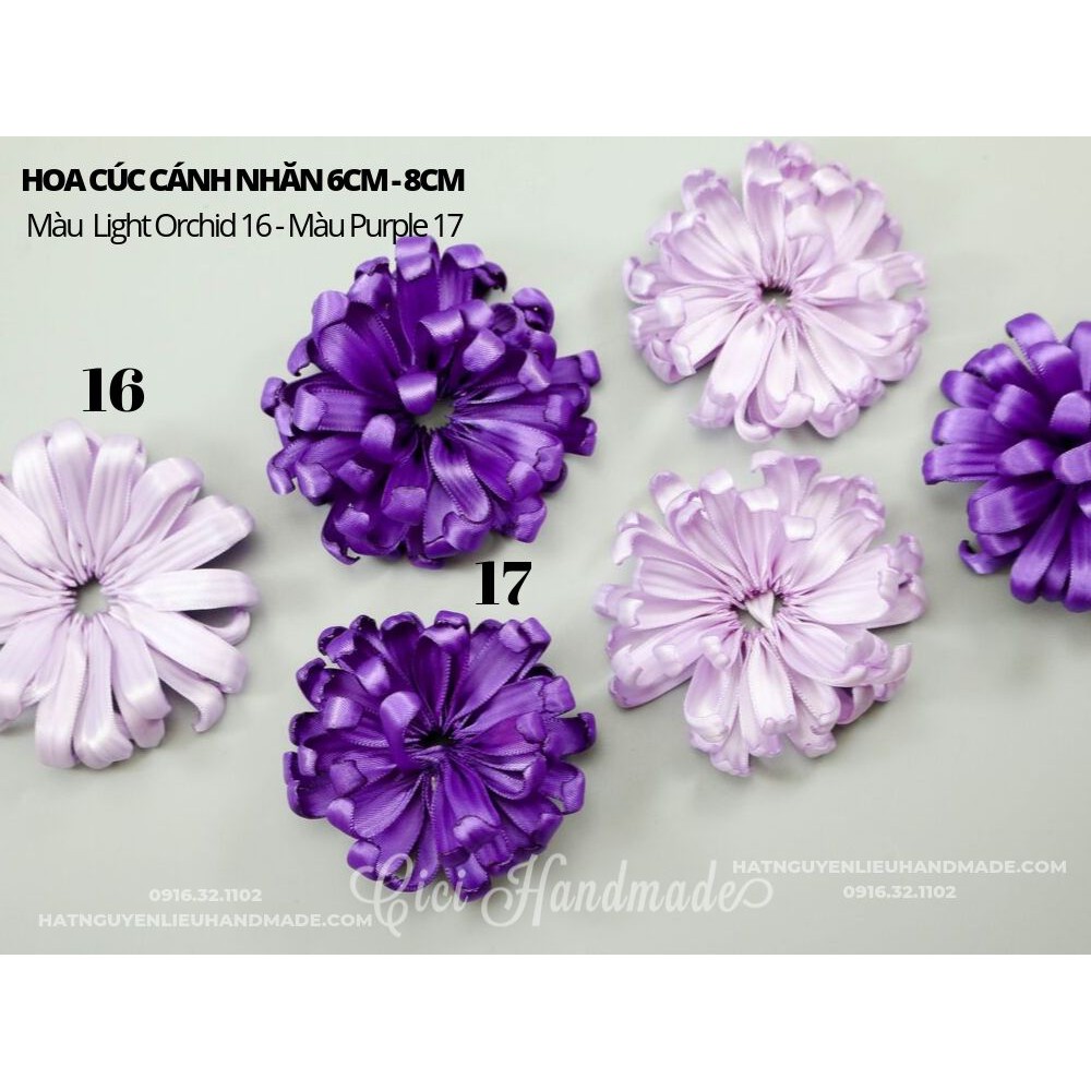 Hoa cúc lụa cánh nhăn làm đồ phụ kiện đính váy áo Cici Handmade