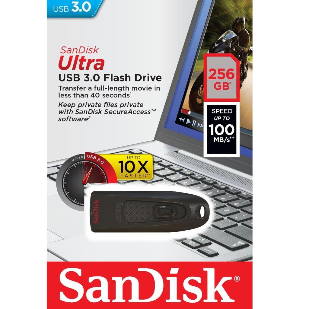USB 3.0 SanDisk Ultra CZ48 256GB 100MB/s (Đen)