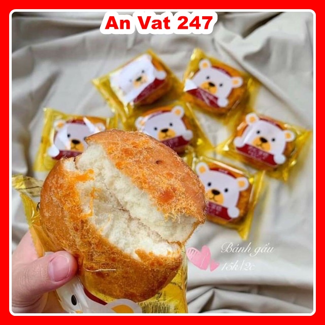 Siêu Hot Bánh Ruốc Gấu Bánh Bông Lan Gấu Phủ Chà Bông Đài Loan 40g Thơm