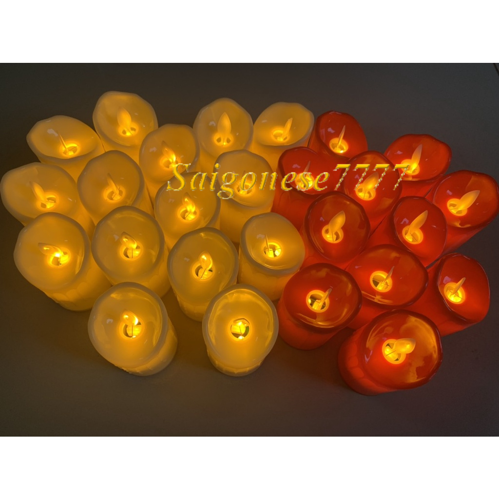 Đèn Cầy Điện Tử Xài Pin Hình Ngọn Nến Tim Đèn Dao Động Như Thật Trang Trí Lễ Tiệc Thờ Cúng Lễ Vu Lan Candle