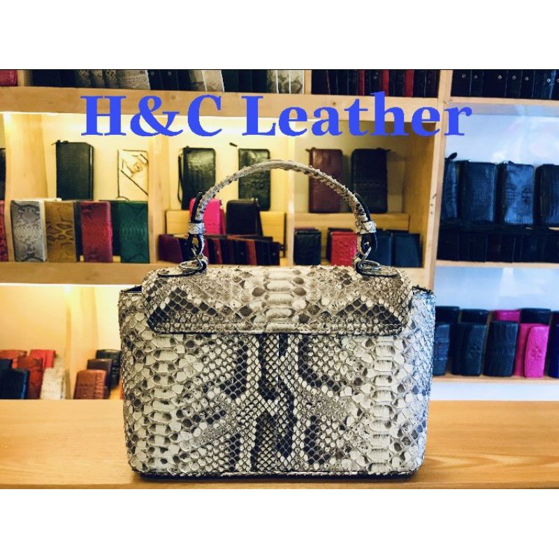 Túi xách 016B da trăn màu tự nhiên