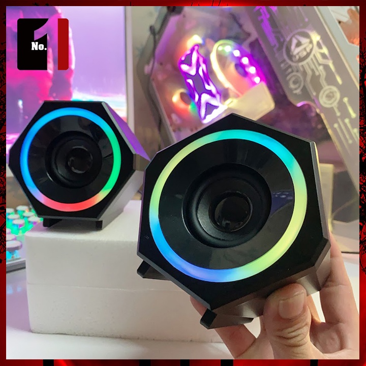 Loa Máy Tính Để Bàn Mini Led Rgb 2.0 Kisonli L-6060 Loa Vi Tính Laptop Gaming Nghe Nhạc Bass Lớn Có Dây