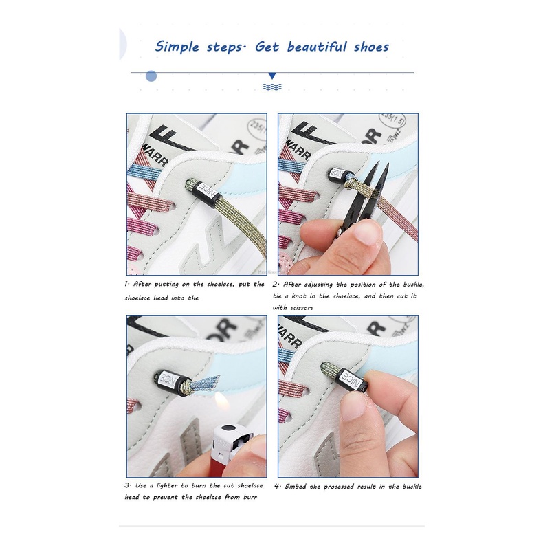 Dây Giày Co Giãn Không Cần Buộc Nhiều Màu Sắc Thời Trang Cho Trẻ Em Và Người Lớn