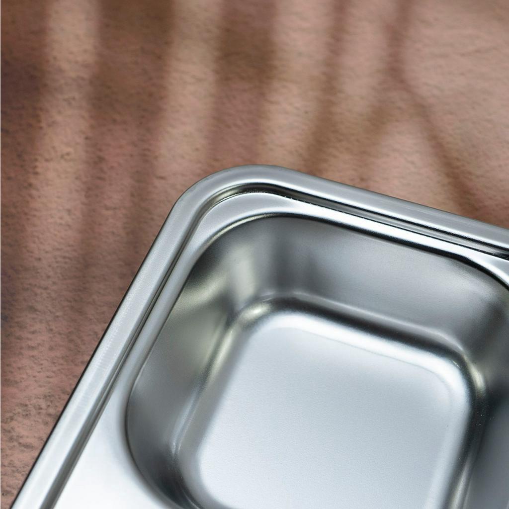 Khay cơm 4 ngăn 33x23x4cm inox 201 có ngăn để đũa loại dày