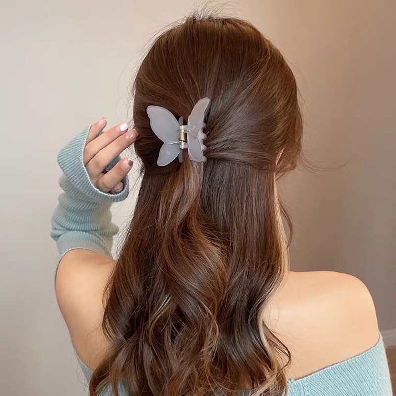 Kẹp tóc kiểu Pháp hình bướm thần tiên khí chất thạch sương mờ, kẹp tóc sau đầu phụ kiện cho nữ