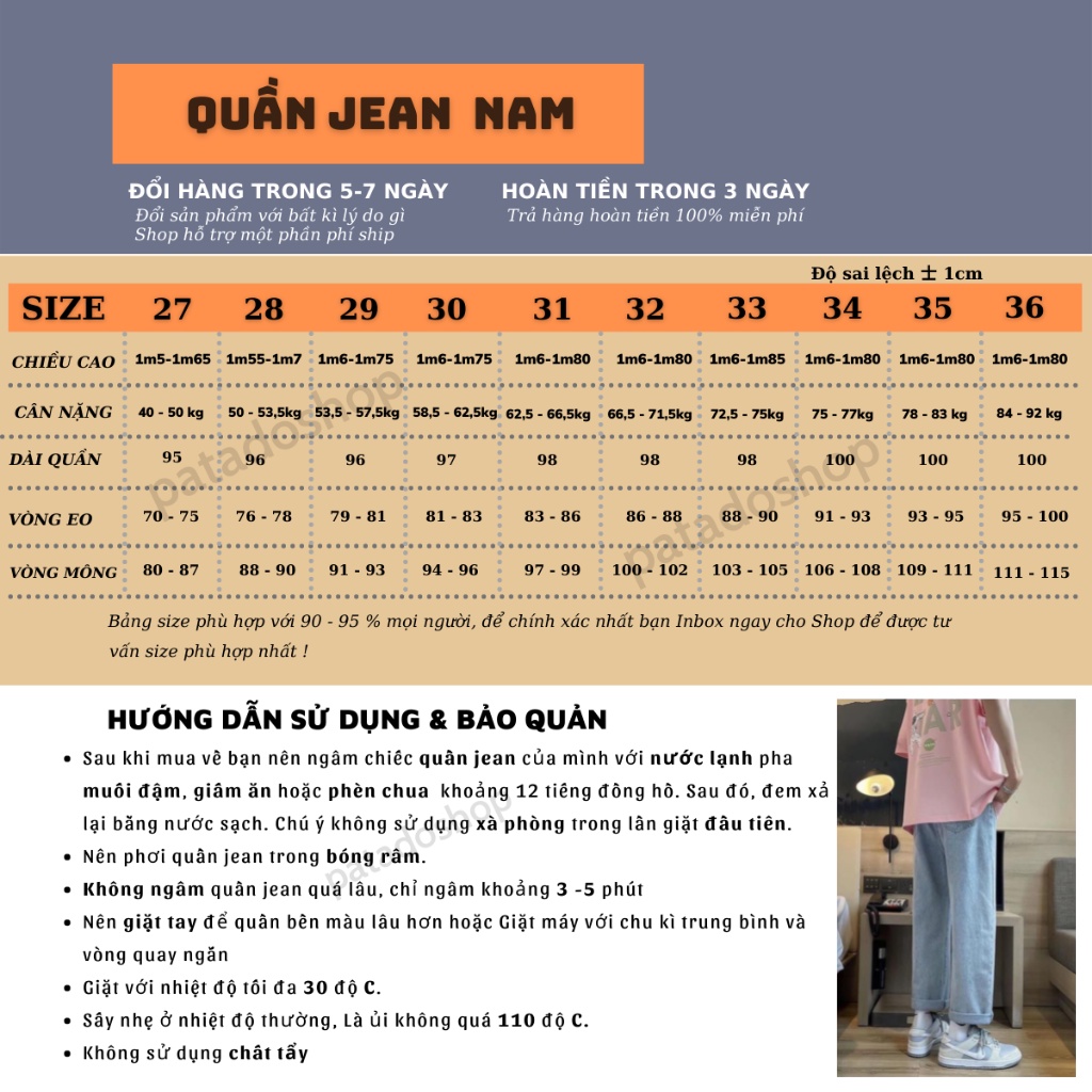 Quần jeans baggy nam ống rộng mã TR-01 Style hàn quốc PATADOSHOP