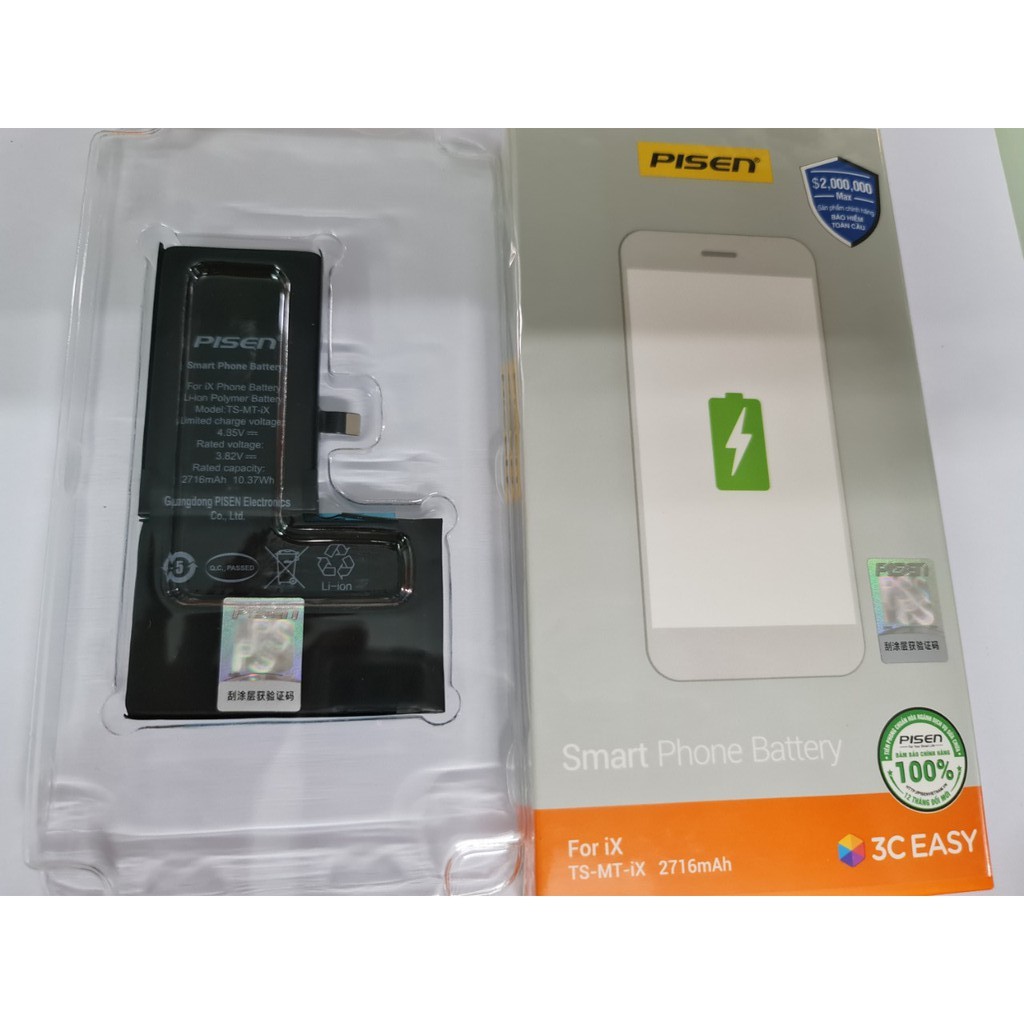 Pin Pisen iPhone X - Hàng Chính Hãng