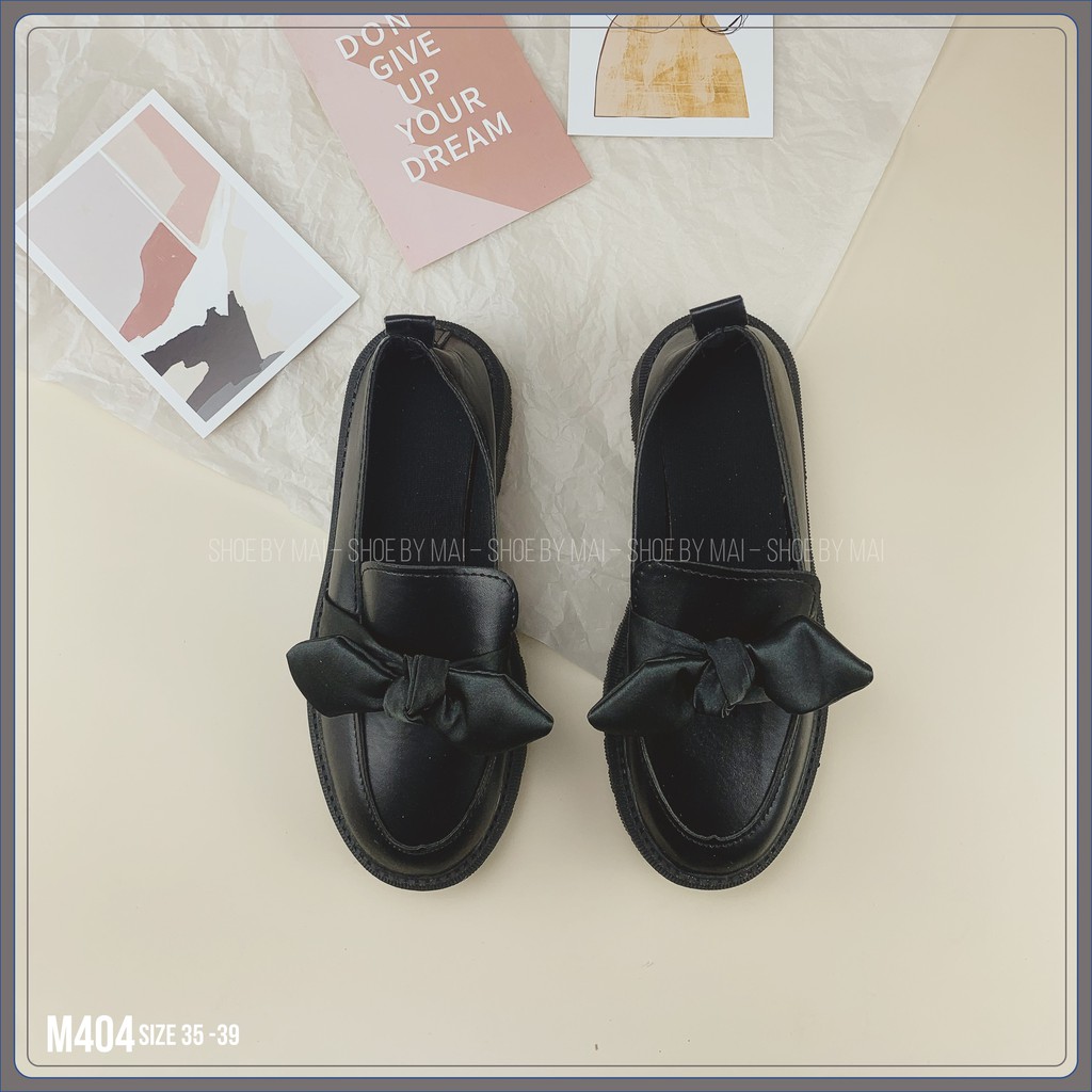 Giày moca nữ gắn nơ xinh M404 SHOEBYMAI