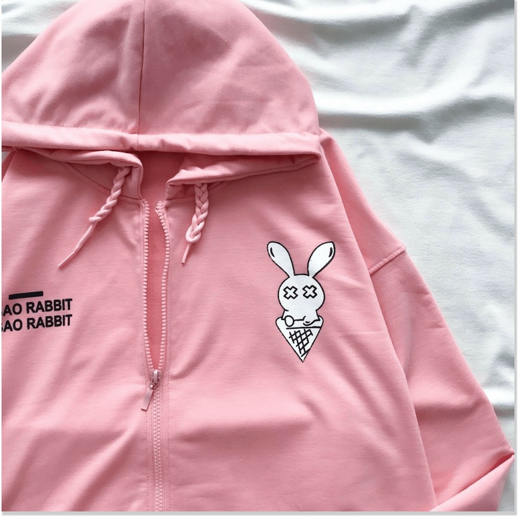 Áo khoác nữ form rộng hàn quốc, áo hoodie nữ có dây kéo form rộng bad Rabbit ...