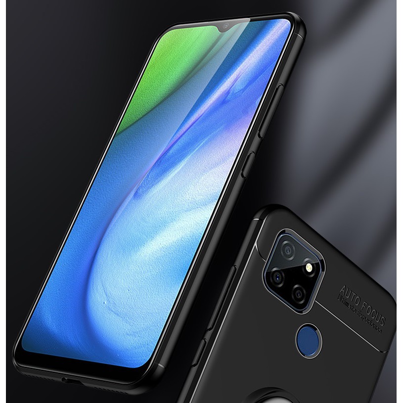 Ốp Lưng AUTO FOCUS XIAOMI REDMI 9C Cao Su Bracket Iring (Đen)